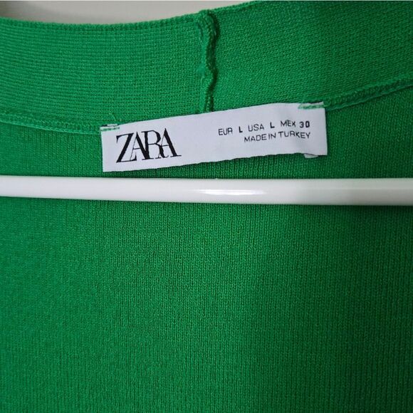 Zara Green Cardigan Sweater Lightweight Knit Size L - Picture 2 of 2